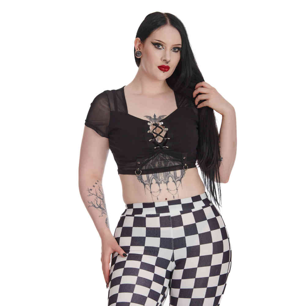 Banned - Shadow Veil Mesh Crop top - Black